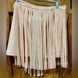 Pale pink suede fringe mini skirt Soze Large